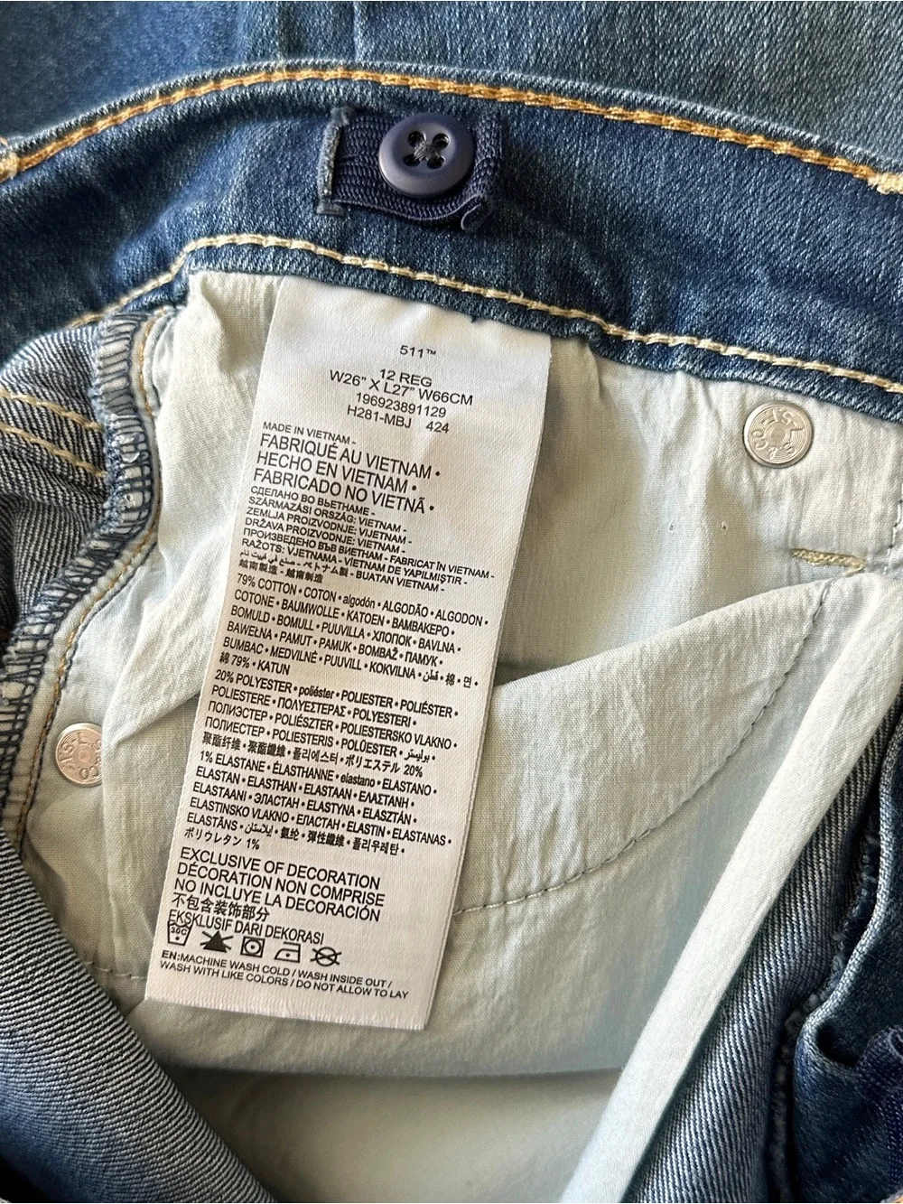 Levi’s Blue Performance 511 Slim Boys Jeans Size 12